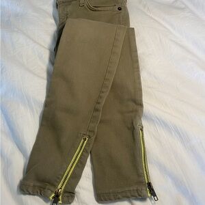 Current/Elliot Olive Skinny Jeans With Yellow Zipper Size 24
